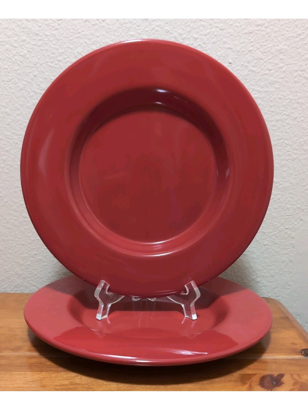 Set Of 2 Pier 1 Imports Dinner Plates| Bowls| Pasta| Salad|  9.5"| Red